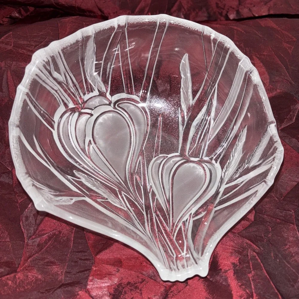 Vintage Walther Mikasa Crocus Flower Crystal Decorative Bowl Candy Dish Germany